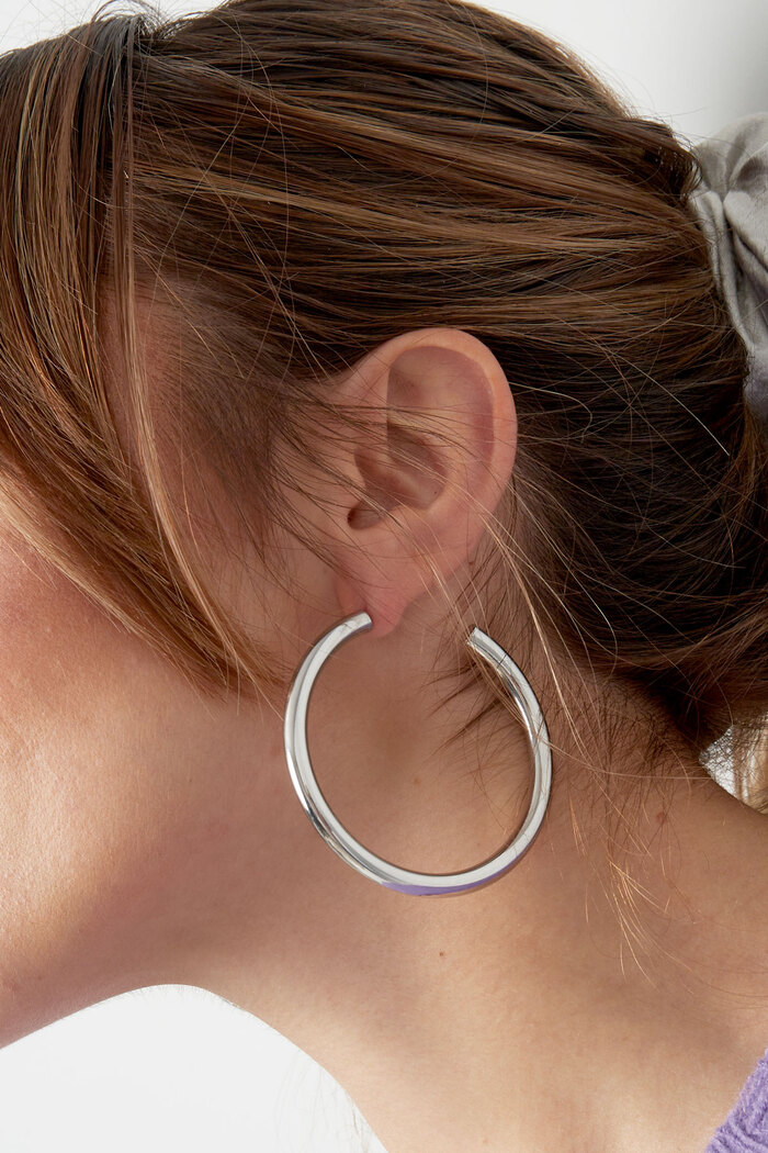Boucles d'oreilles basiques rondes - argent Image7